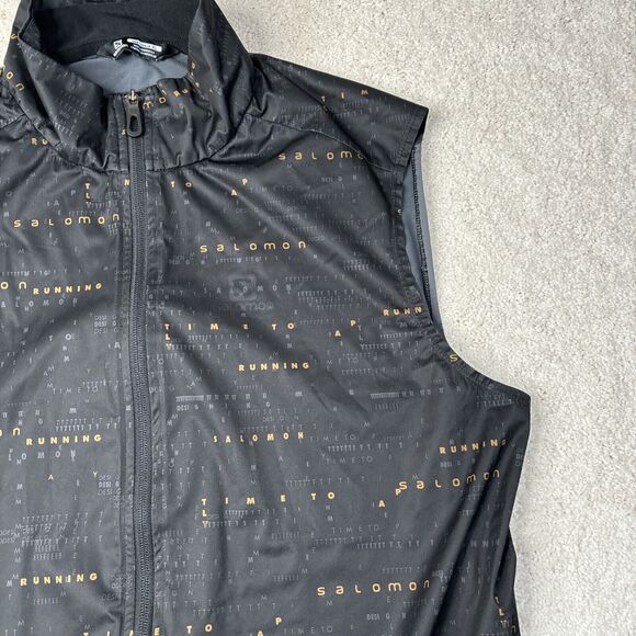 Salomon Light Shell Outdoor Vest Women's Size XL Black Script‎ Time To Lap Run - Picture 4 of 16